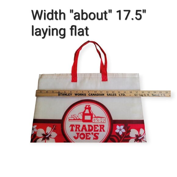 Trader Joes Y2K Vintage Aloha Tote Bag Cream Red Reusable Grocery Beach Bag - Picture 5 of 7